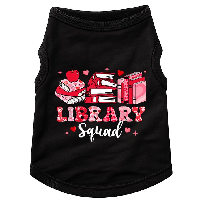 Library Squad Book Leopard Hearts Librarian Valentines Day Doggie Tank