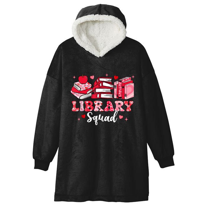 Library Squad Book Leopard Hearts Librarian Valentines Day Hooded Wearable Blanket