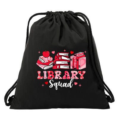 Library Squad Book Leopard Hearts Librarian Valentines Day Drawstring Bag