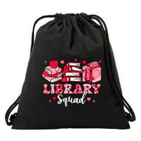 Library Squad Book Leopard Hearts Librarian Valentines Day Drawstring Bag