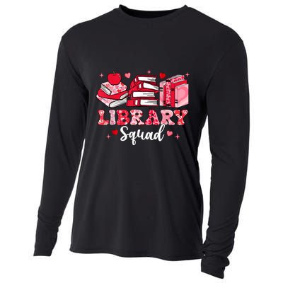 Library Squad Book Leopard Hearts Librarian Valentines Day Cooling Performance Long Sleeve Crew