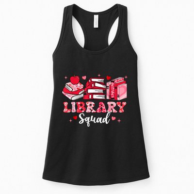 Library Squad Book Leopard Hearts Librarian Valentines Day Womens Tank Top