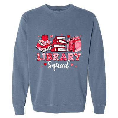 Library Squad Book Leopard Hearts Librarian Valentines Day Garment-Dyed Sweatshirt