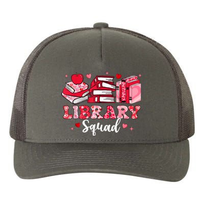 Library Squad Book Leopard Hearts Librarian Valentines Day Yupoong Adult 5-Panel Trucker Hat