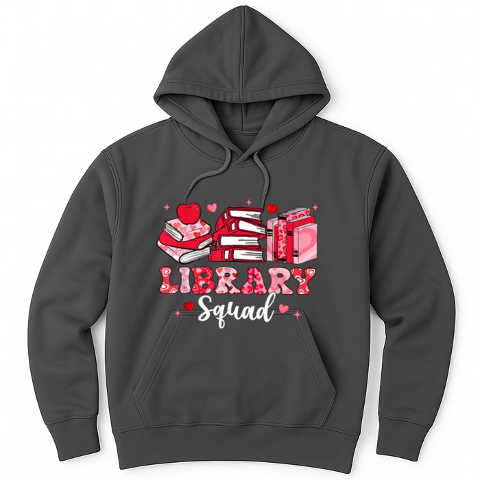 Library Squad Book Leopard Hearts Librarian Valentines Day Hoodie