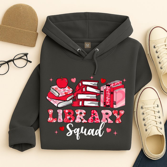 Library Squad Book Leopard Hearts Librarian Valentines Day Hoodie