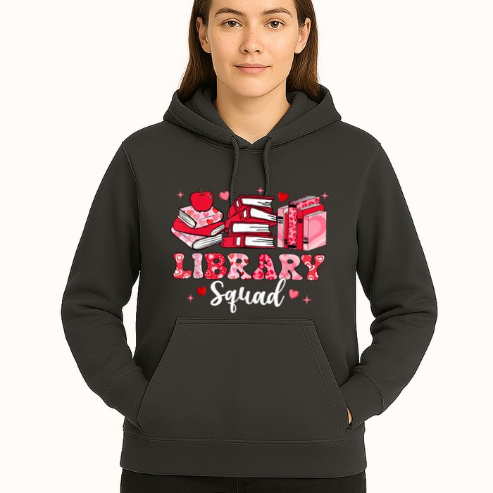 Library Squad Book Leopard Hearts Librarian Valentines Day Hoodie