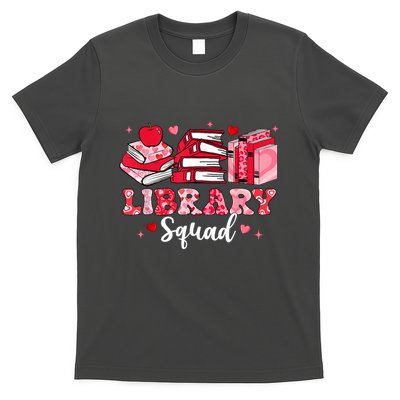 Library Squad Book Leopard Hearts Librarian Valentines Day T-Shirt
