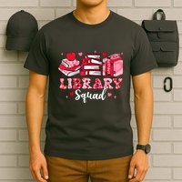Library Squad Book Leopard Hearts Librarian Valentines Day T-Shirt