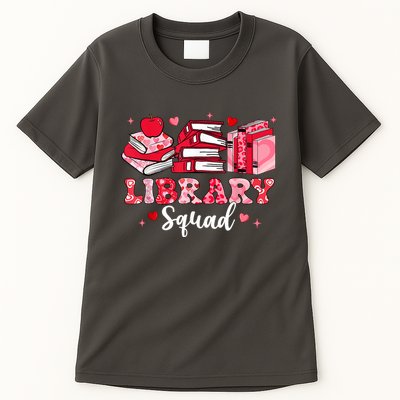 Library Squad Book Leopard Hearts Librarian Valentines Day Tall T-Shirt