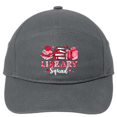 Library Squad Book Leopard Hearts Librarian Valentines Day 7-Panel Snapback Hat