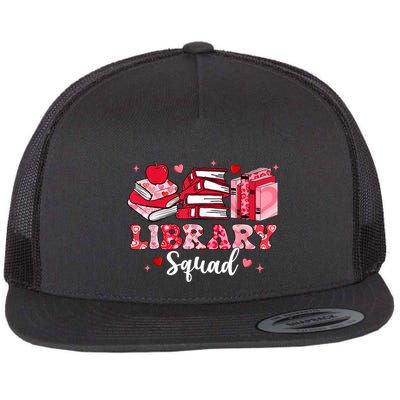 Library Squad Book Leopard Hearts Librarian Valentines Day Flatbill Hat