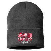 Library Squad Book Leopard Hearts Librarian Valentines Day Sustainable Knit Beanie