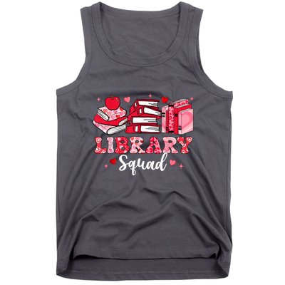Library Squad Book Leopard Hearts Librarian Valentines Day Tank Top