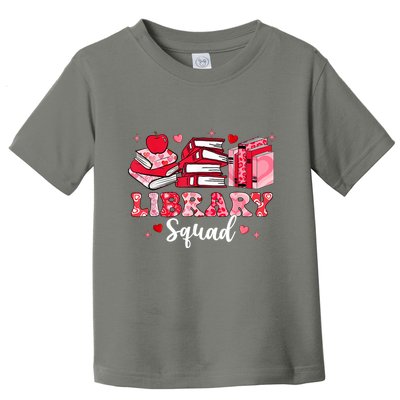 Library Squad Book Leopard Hearts Librarian Valentines Day Toddler T-Shirt