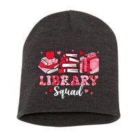 Library Squad Book Leopard Hearts Librarian Valentines Day Short Acrylic Beanie