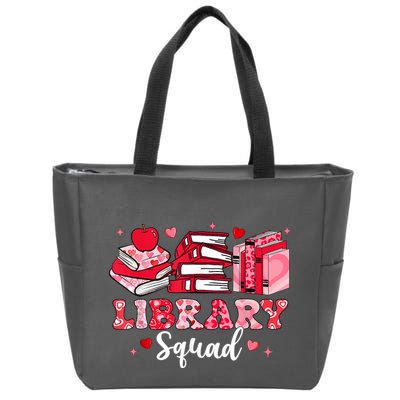 Library Squad Book Leopard Hearts Librarian Valentines Day Zip Tote Bag