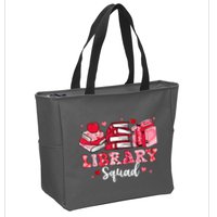 Library Squad Book Leopard Hearts Librarian Valentines Day Zip Tote Bag