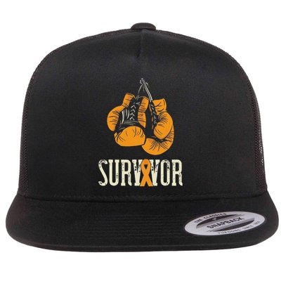 Leukemia Survivor Boxing Orange Ribbon Leukemia Awareness Flat Bill Trucker Hat