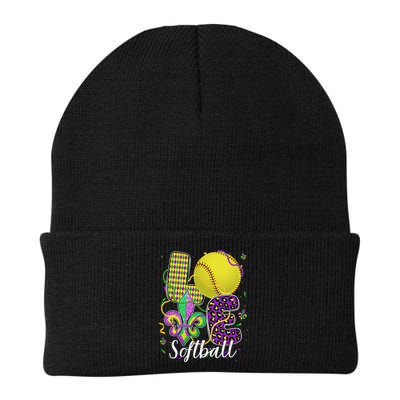 Love Softball Ball And Fleur De Lis Beads Fat Tuesday Parade Cool Gift Beanie