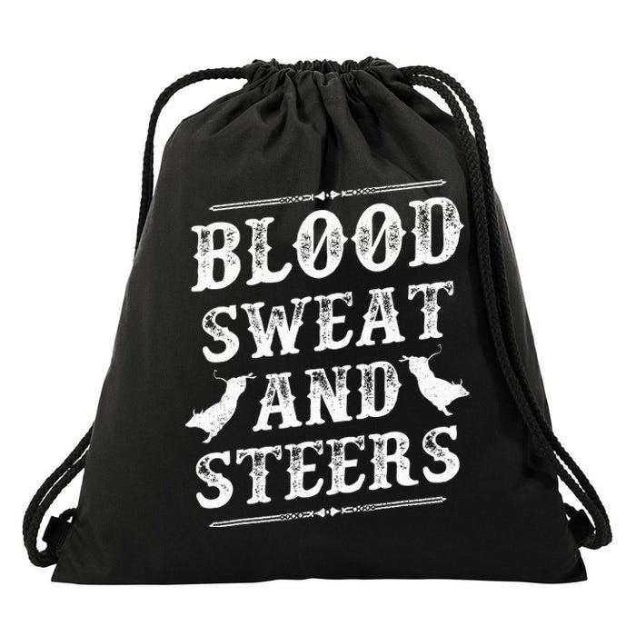 Livestock Show. Blood Sweat And Steers Drawstring Bag