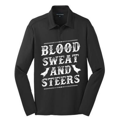 Livestock Show. Blood Sweat And Steers Silk Touch Performance Long Sleeve Polo