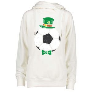 Leprechaun Soccer Ball St Patricks Day Sports Football Gift Cute Gift Womens Funnel Neck Pullover Hood