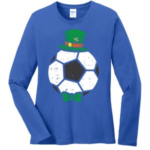 Leprechaun Soccer Ball St Patricks Day Sports Football Gift Cute Gift Ladies Long Sleeve Shirt