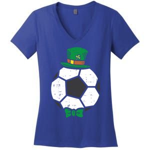 Leprechaun Soccer Ball St Patricks Day Sports Football Gift Cute Gift Women's V-Neck T-Shirt