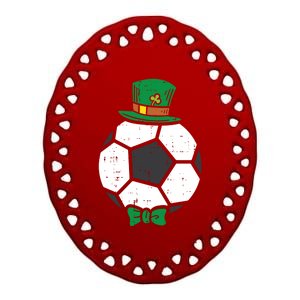 Leprechaun Soccer Ball St Patricks Day Sports Football Gift Cute Gift Ceramic Oval Ornament