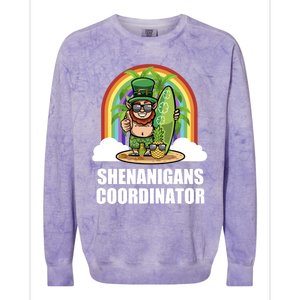 Leprechaun Surfing Beach Funny St Patricks Day Teacher Gift Colorblast Crewneck Sweatshirt