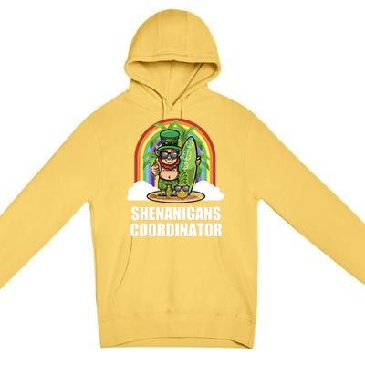 Leprechaun Surfing Beach Funny St Patricks Day Teacher Gift Premium Pullover Hoodie