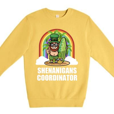 Leprechaun Surfing Beach Funny St Patricks Day Teacher Gift Premium Crewneck Sweatshirt