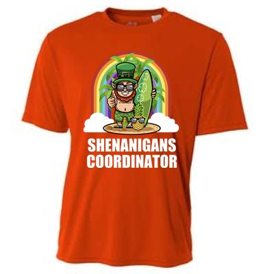 Leprechaun Surfing Beach Funny St Patricks Day Teacher Gift Cooling Performance Crew T-Shirt