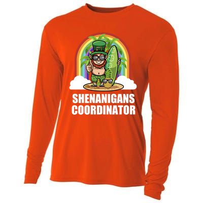 Leprechaun Surfing Beach Funny St Patricks Day Teacher Gift Cooling Performance Long Sleeve Crew