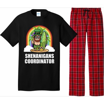 Leprechaun Surfing Beach Funny St Patricks Day Teacher Gift Pajama Set