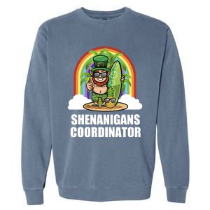 Leprechaun Surfing Beach Funny St Patricks Day Teacher Gift Garment-Dyed Sweatshirt