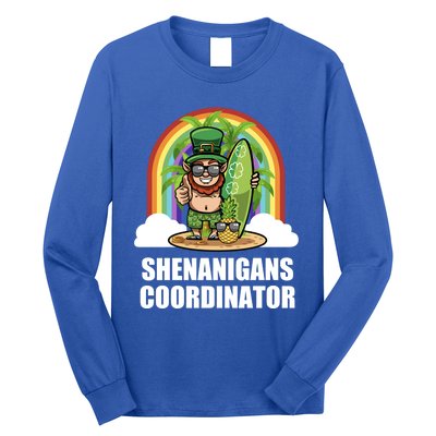 Leprechaun Surfing Beach Funny St Patricks Day Teacher Gift Long Sleeve Shirt