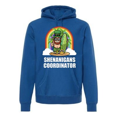 Leprechaun Surfing Beach Funny St Patricks Day Teacher Gift Premium Hoodie