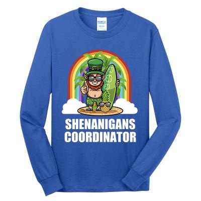 Leprechaun Surfing Beach Funny St Patricks Day Teacher Gift Tall Long Sleeve T-Shirt