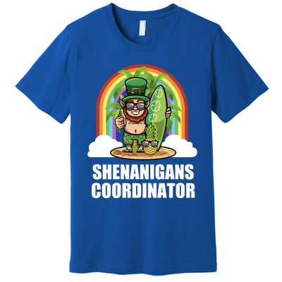 Leprechaun Surfing Beach Funny St Patricks Day Teacher Gift Premium T-Shirt