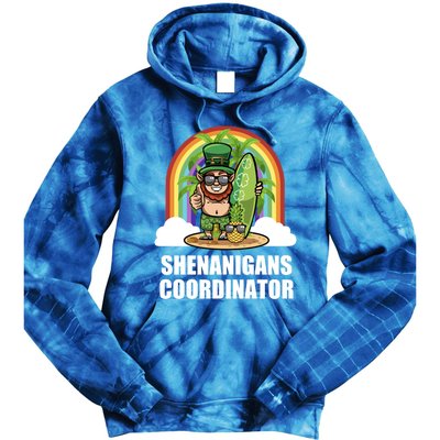 Leprechaun Surfing Beach Funny St Patricks Day Teacher Gift Tie Dye Hoodie