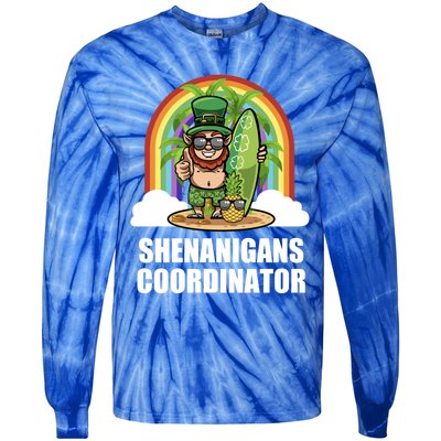 Leprechaun Surfing Beach Funny St Patricks Day Teacher Gift Tie-Dye Long Sleeve Shirt