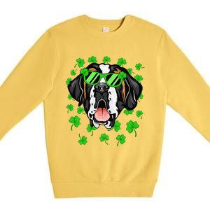 Leprechaun Saint Bernard St. Patrick's Day Dog Shamrock Premium Crewneck Sweatshirt