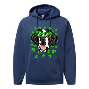 Leprechaun Saint Bernard St. Patrick's Day Dog Shamrock Performance Fleece Hoodie