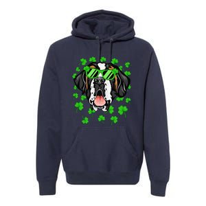 Leprechaun Saint Bernard St. Patrick's Day Dog Shamrock Premium Hoodie