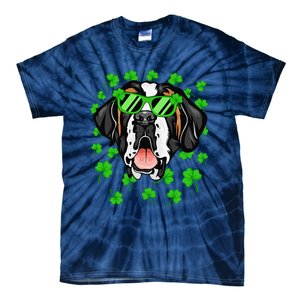 Leprechaun Saint Bernard St. Patrick's Day Dog Shamrock Tie-Dye T-Shirt