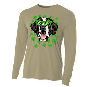 Leprechaun Saint Bernard St. Patrick's Day Dog Shamrock Cooling Performance Long Sleeve Crew