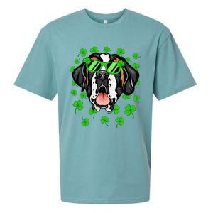 Leprechaun Saint Bernard St. Patrick's Day Dog Shamrock Sueded Cloud Jersey T-Shirt