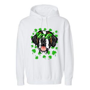 Leprechaun Saint Bernard St. Patrick's Day Dog Shamrock Garment-Dyed Fleece Hoodie